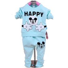 2016 fashion baby clothing set autunm cotton sets unisex children’s sport suit 2 pcs track suits for children happy mouse boys