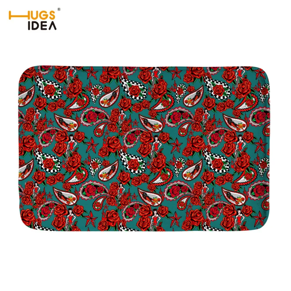 HUGSIDEA 3D Роза цветочный Рисунок ковры украшение домашний коврик у входной двери Нескользящие Коврики для ванной кухни коврик