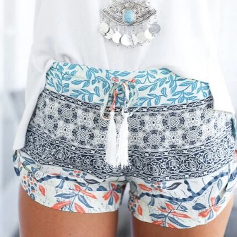 

Summer High Waist Short Pants Womens Floral Print Casual Short Sports Loose Pants Sexy Hot Boho Beach Girls Pants Feminino c