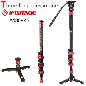 

IFOOTAGE COBRA2 A180 180CM Aluminum Monopod with KOMODO K5 Fluid Head Portable DSLR Video Camera Mini Tripod