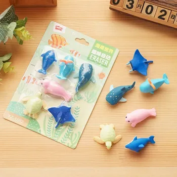 

6pcs/lot Ocean Animal Erasers Bulk Fun Gifts For Kids Pencil Erasers Lot Eraser Animals