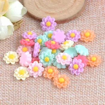 

50PCS Candy Flower Flatback Resin Cabochons Buttons Scrapbook Craft 10mm DIY Phone Decor Headwear Accessories CP1481