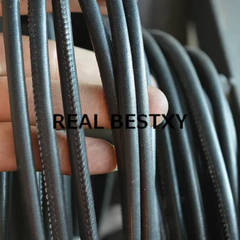 

REAL BESTXY 5m/lot 5mm black round Leather Cord Lace String stitched leather cords for bracelets necklace DIY straps string