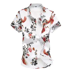 Мужская рубашка модная хлопковая рубашка с коротким рукавом летняя Гавайская пляжная Повседневная отпуск Топы цветочные рубашки мужские