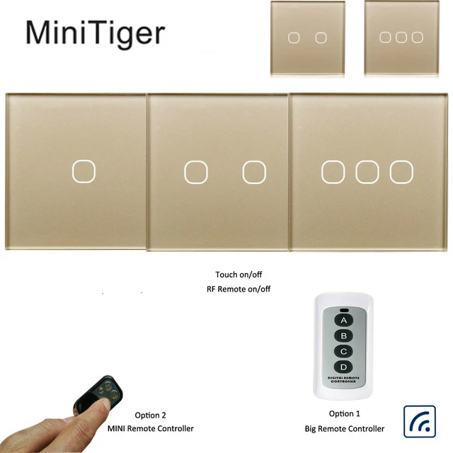 

Minitiger EU standard Touch Switch 1 2 3 Gang 1 Way Wireless Light Switch LED Indicator For Smart Home Touch Switch with Remote