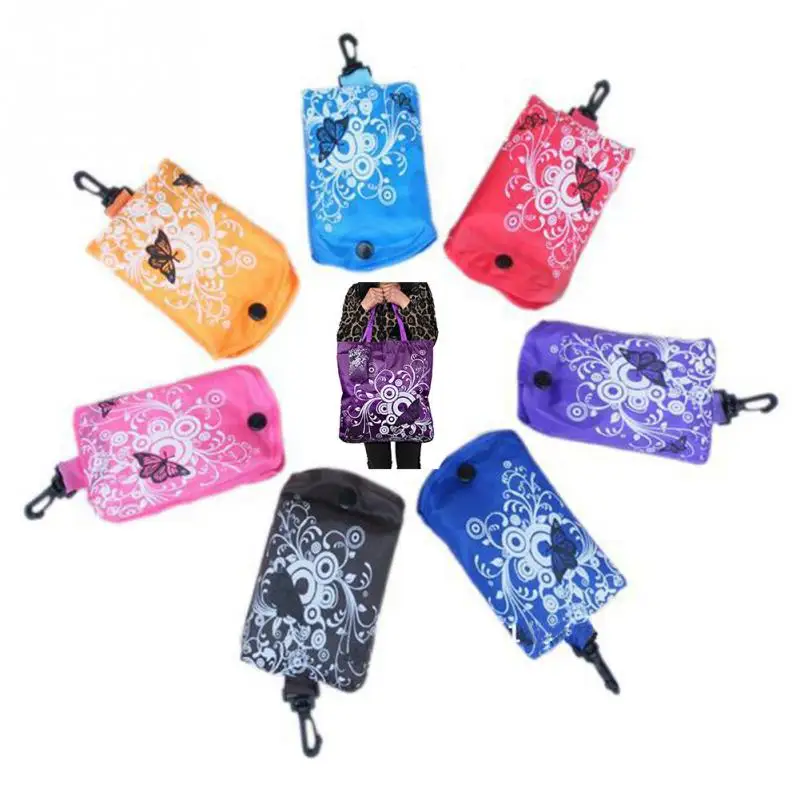 Складная сумка-шоппер с бабочкой и цветами, сумка на плечо из ткани Оксфорд, портативная Экологичная сумка для продуктов, многоразовый