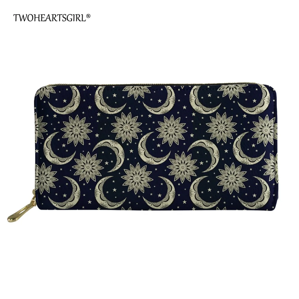 Twoheartsgirl Sun Moon дизайн Для женщин Длинный кошелек клатч с большой Ёмкость женский