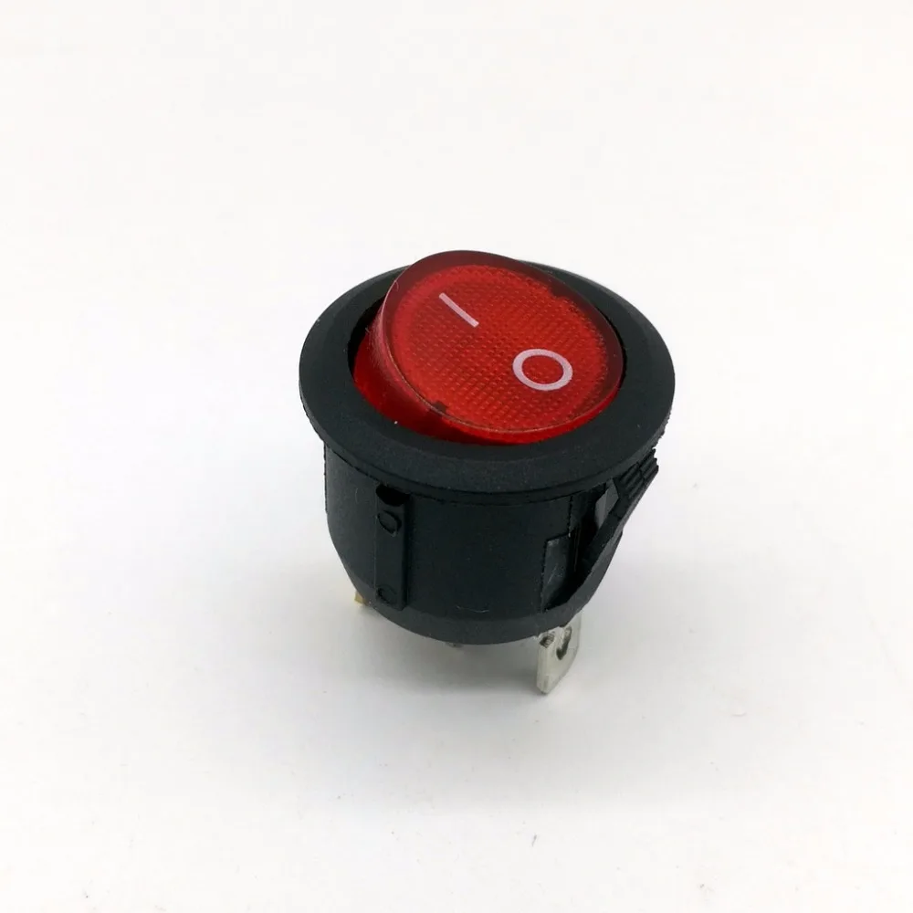 10 шт./лот AC 6A/250V красный свет ВКЛ ВЫКЛ SPST круглая кнопка Dot Автомобильный