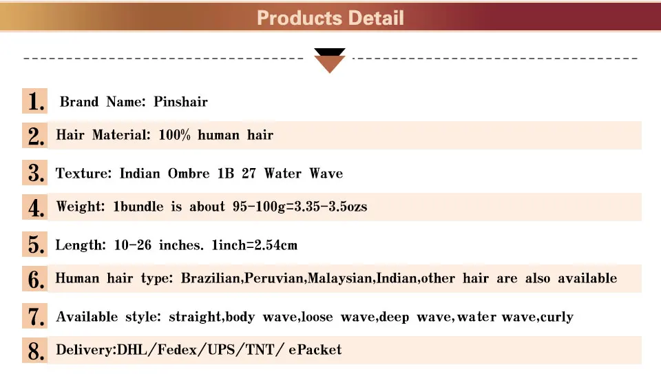 Pinshair Ombre Water Wave Indian Human Hair Weave Extensions With Closure NonRemy Honey Blonde 1B 27 3 Bundles With Lace Closure (4)