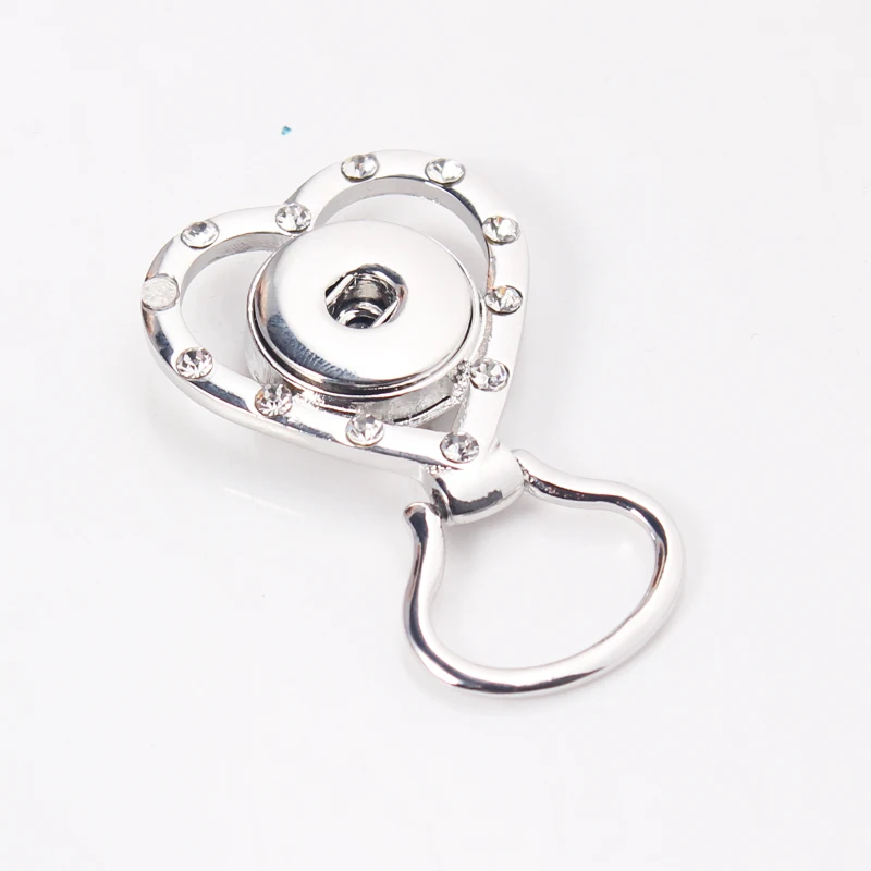 

New Snap Jewelry Rhinestones Heart Glasses Holder Magnetic ID Badge Holder Name Tag Holder Magnetic Brooch For 18MM Snap Charm