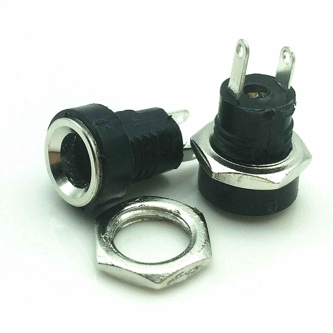 

New 10Pcs 3A 12v For DC Power Supply Jack Socket Female Panel Mount Connector 5.5mm 2.1mm Plug Adapter 2 Terminal Types 5.5*2.1
