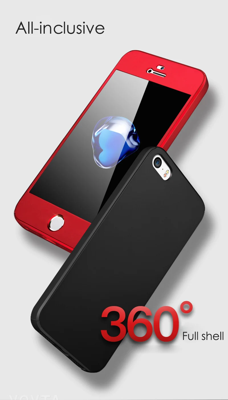 VOVTA 360 Degree Full Cover Case For iPhone 5s 5 SE With Tempered Glass Case cover For iphone 5s 5 SE Phone bag Capa Coque4