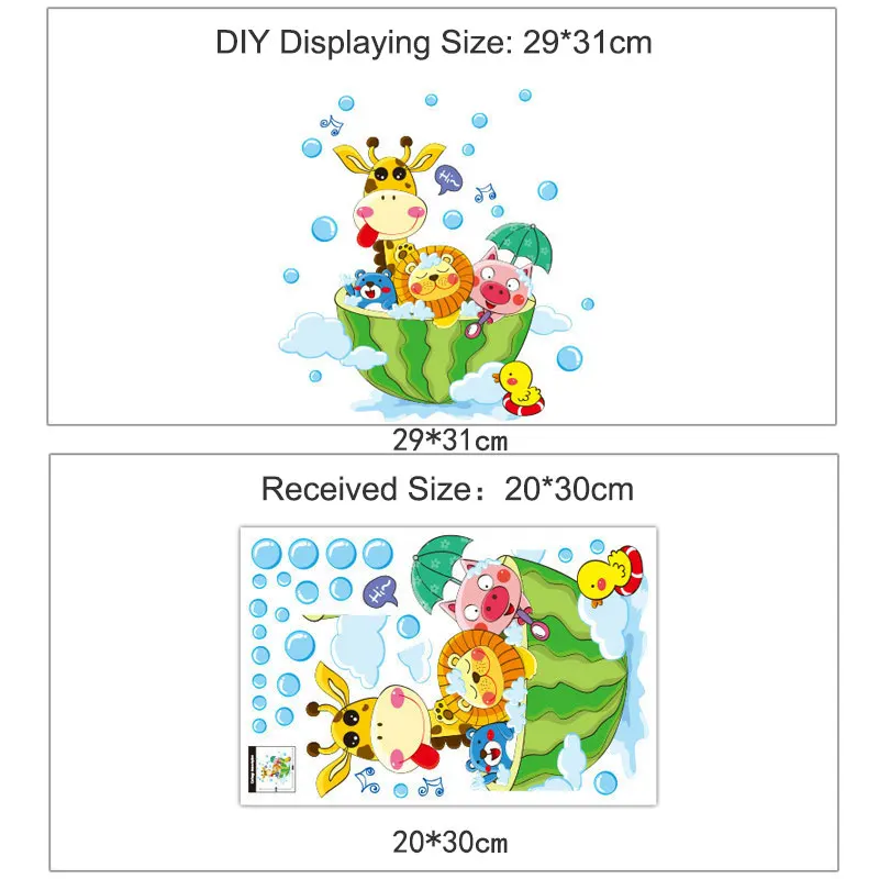 Милые животные в ванной душ настенные наклейки ванная комната наклейки с пузырьками для детской комнаты детская комната украшение дома художественные наклейки декор