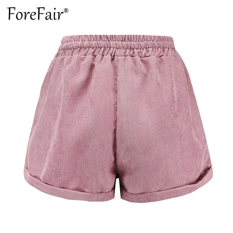Forefair новинка вельветовые шорты летние женские Ретро стиль свободные эластичный