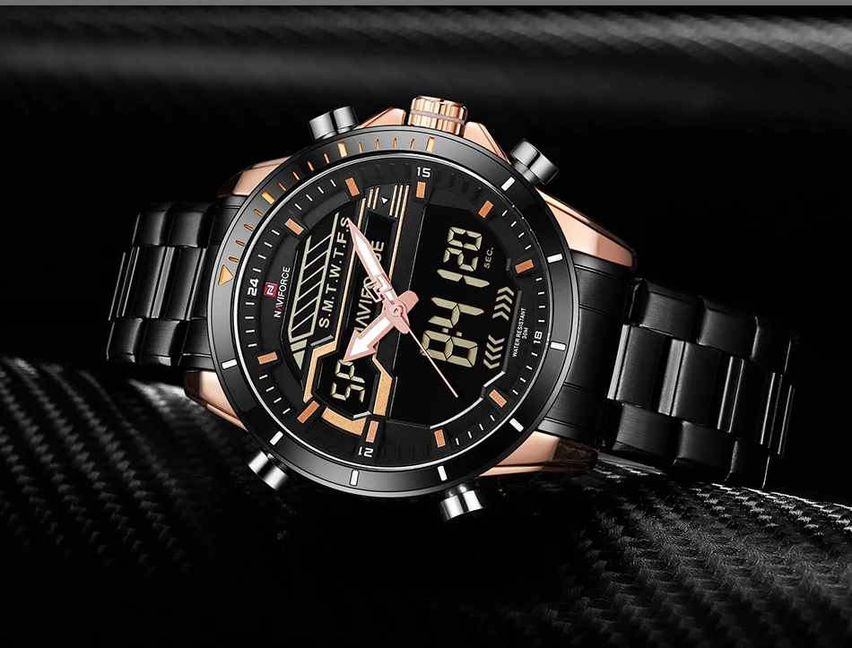 Топ люксовый бренд NAVIFORCE мужские спортивные часы мужские кварцевые цифровые светодиодный часы мужские полностью стальные армейские военные водонепроницаемые наручные часы