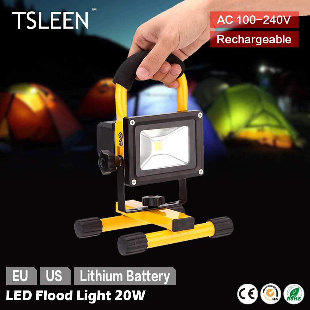 

2017 led outdoor light IP65 Spotlight LED Street Rechargeable Portable Spotlight 10W White Lamp Emergency Lighting Floodlight