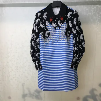 

Fashion Dress for Women long Sleeve Turn-down Collar High Quality lady 2018 New Women Dress