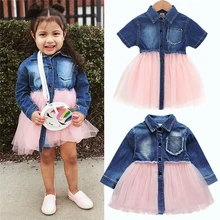 2019 Nova Da Criança Do Bebê Meninas vestido de Baile Vestido de Verão Bolso Botão Plissadas Vestidos de Festa Bebe Menina Vestido Bonito Tutu Shien vestidos(China)