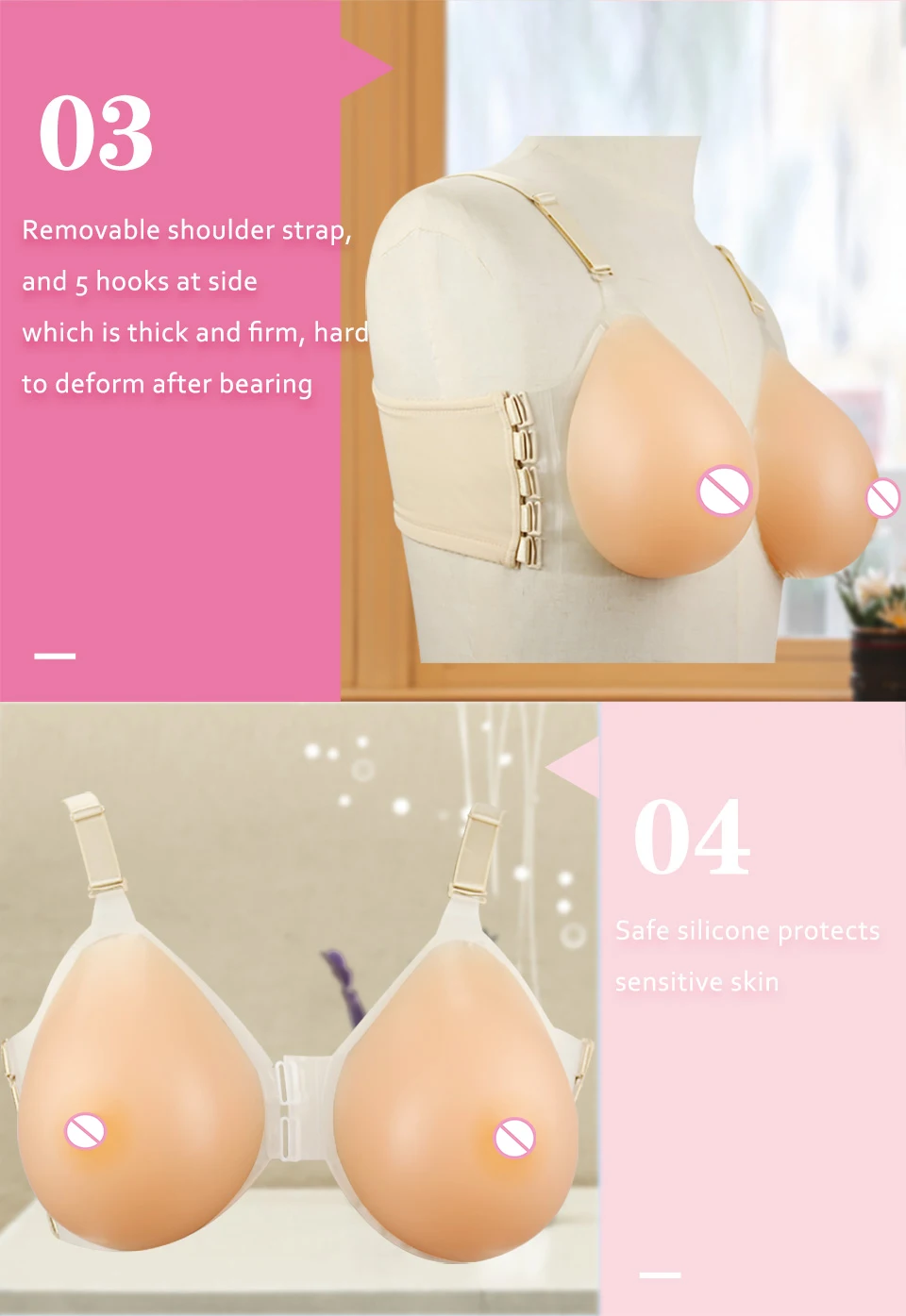 Komaynaly Waterdrop Silicone Breast Form Strap-on Nipple Boob Bust Enhancer for Mastectomy Small Breasts Girl Cross Dresser  (5)