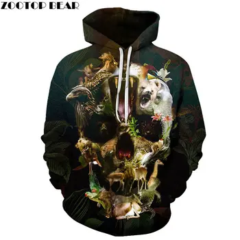 

Animal Skull By ALI Artist Unisex Hoodie 3D Print Sweatshirts Pullover Harajuku Mens Hoody Casual Streetwear Autumn Male Coat