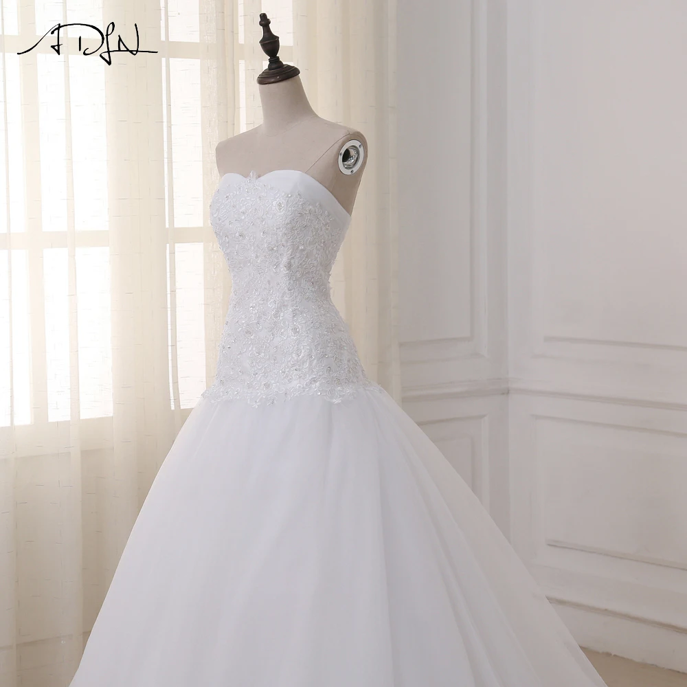 ADLN элегантное Тюлевое свадебное платье милое кружевное сзади расшитое бисером свадебное платье с блестками размера плюс