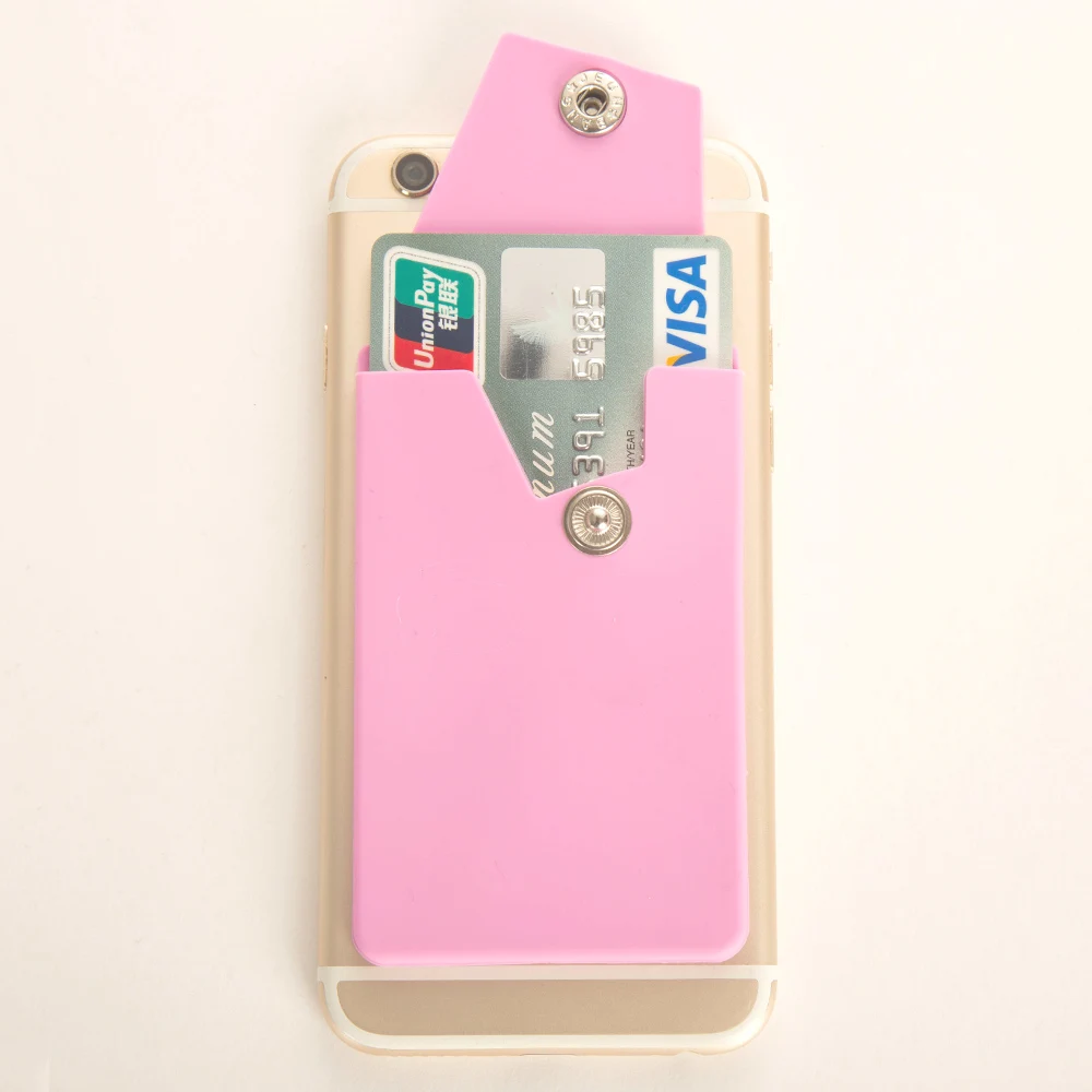 

Women's Cell Phone Pocket Wallet Credit Card Holder Creative Button Multipurpose Hasp Pocket Stick Silica Gel 3M Adhesive