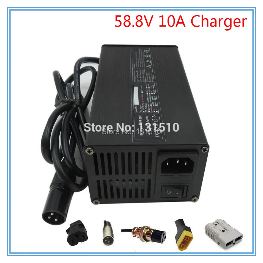 

600W 52V 10A smart charger Ouput 58.8V 10A charger 110/220V Used for 14S 52V 50AH 80AH 100AH lithium battery pack