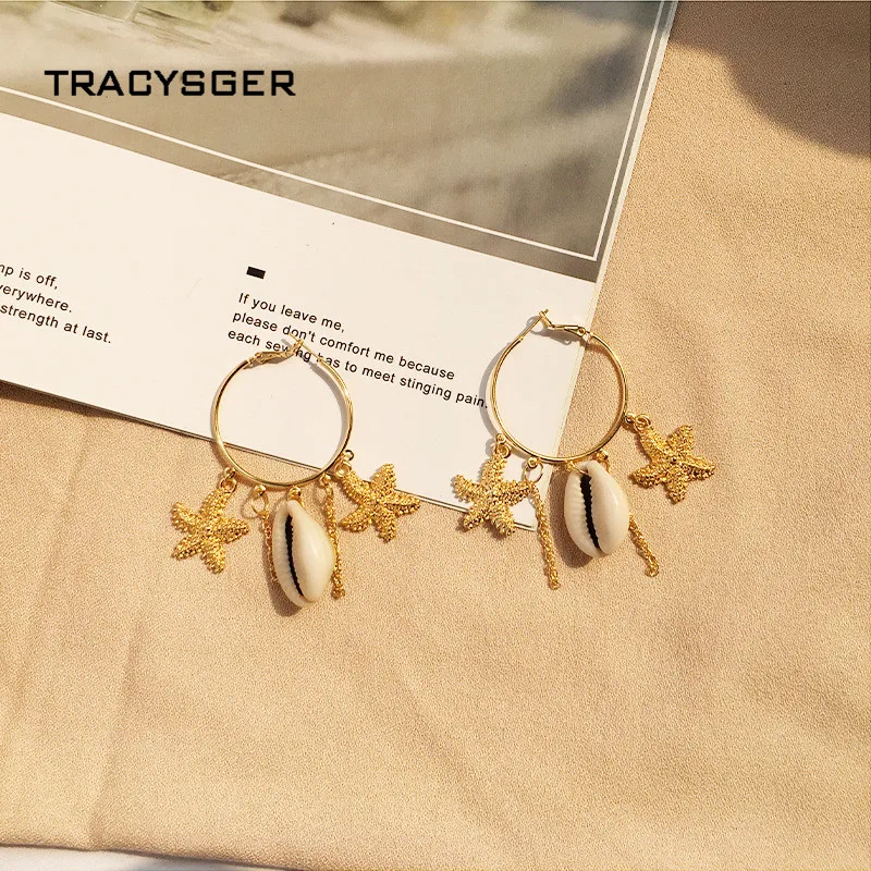AH 84506 /TRACYSGER/cowry shell starfish серьги кольца|Серьги-подвески| |