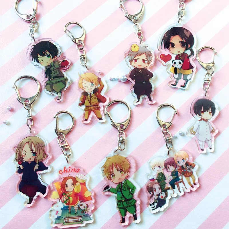

Anime Axis Power Hetalia Cosplay Keychain The Beautiful World Japan Italy Russia Car Key Holder Chain Keyring Jewelry Gift