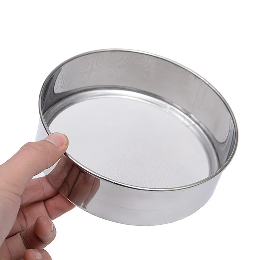 

Advanced Pure Stainless Steel Flour Sieve colander Powdered Sugar Filter Mesh Sifting Strainer Kitchen Cake Baking Tools