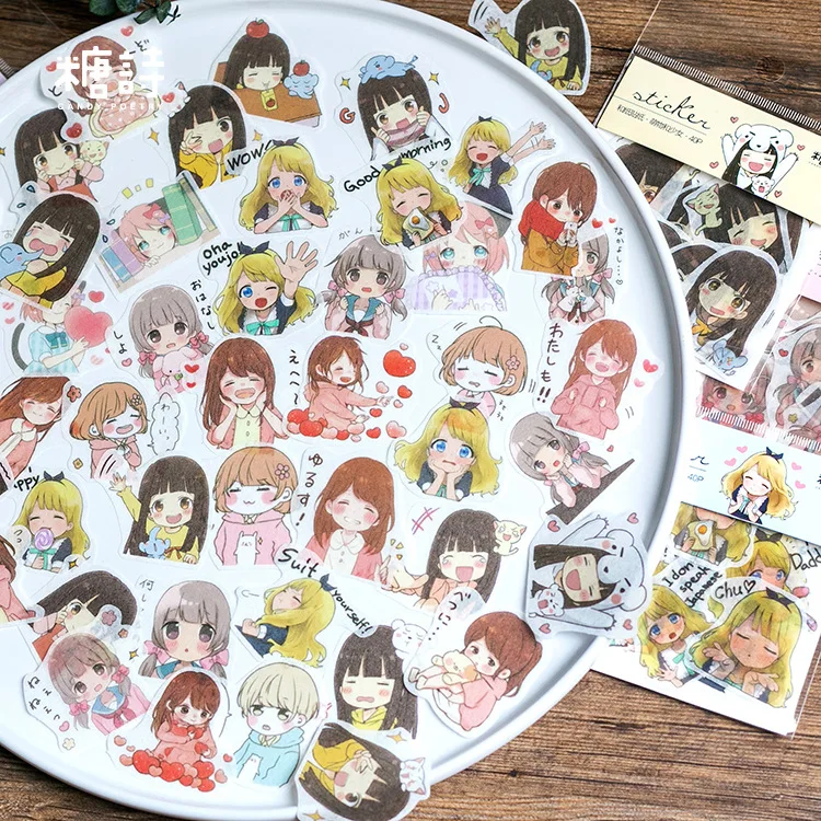 Japanese Style Kawai Girl Stickers Set Decorative Stationery Stickers Scrapbooking DIY Diary Album Stick Lable Japanese Style Kawai Girl Stickers Set Decorative Stationery Stickers Scrapbooking DIY Diary Album Stick Lable