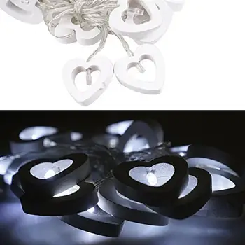 

2.2m Led String Lights Wooden Heart 20-LED Rope Lights