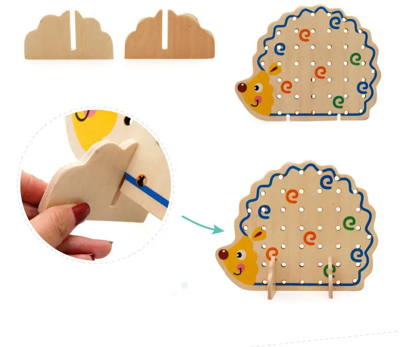 Обучающие Развивающие деревянные головоломки игрушки 82 шт. Ежик фруктовые бусины Монтессори обучающая игрушка для детей