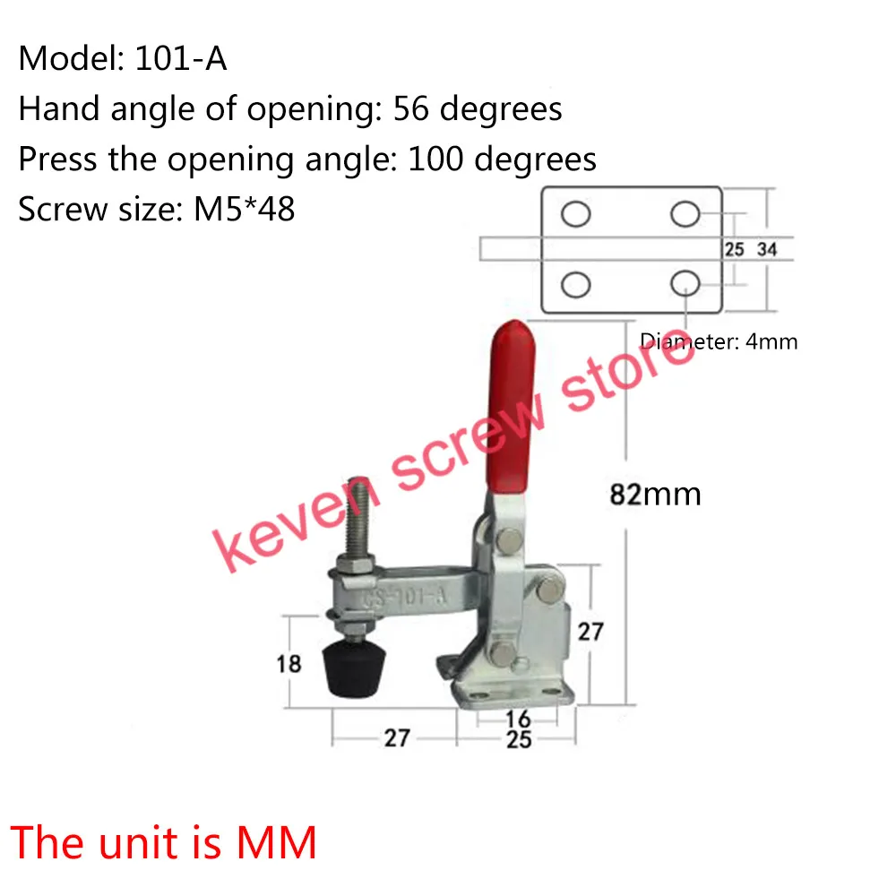 

1pcs Fast U Metal Clip Toggle Clamp Rod Vertical Arm Welding Machine Operation Electronic Equipment