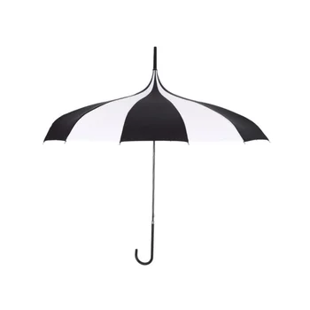 

20pcs Black and White Pagoda Umbrella Long-handle Sunny and Rainy Umbrella Wedding Shoot Props wen5968