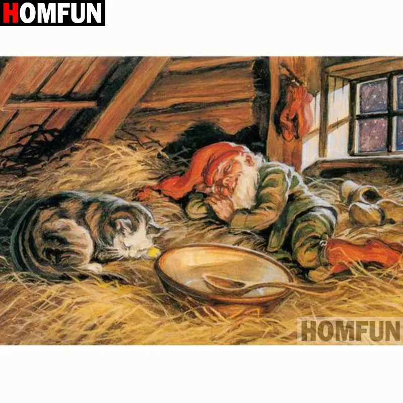 Алмазная 5D картина HOMFUN A18106 сделай сам полноразмерная/круглая вышивка Кот