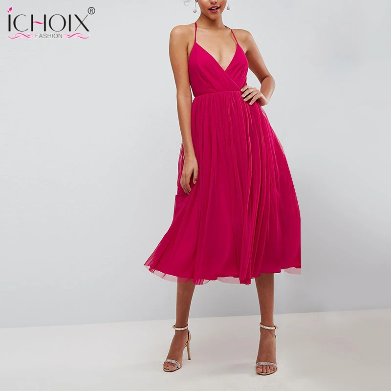 Шифоновое Платье Фуксия Купить