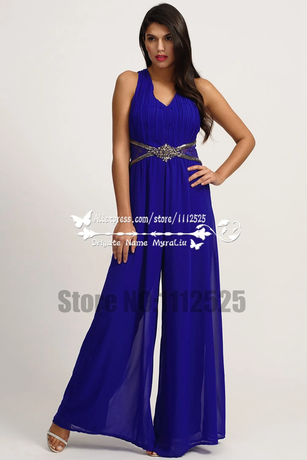 blue chiffon jumpsuit