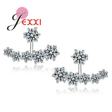 Новые модные 925 пробы серебряные блестящие кубические циркониевые Кристальные бусины шейные серьги-гвоздики для женщин Свадебные серьги