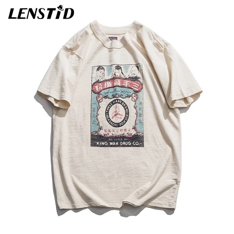 LENSTID 2019 Harajuku Мужская футболка в китайском стиле с принтом уличная хип хоп летняя