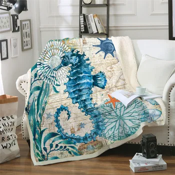 

Ocean Series 3D Print Coral Fleece Yoga Blanket Bedspread Air Conditioning Blanket Couch Quilt Cover Travel Girl Bedding
