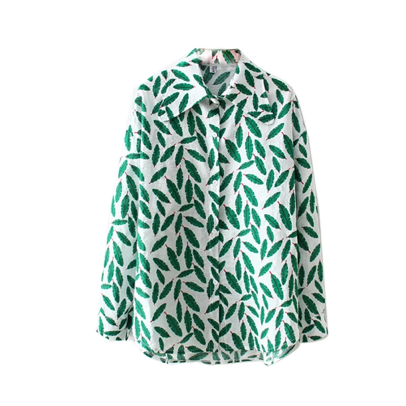 

Cotton Women Turn-down Collar Loose Casual Blouses Vintage Floral Print Blouse Long Sleeve Beach Tops blusas mujer de moda 2019