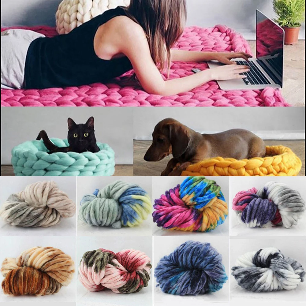 DIY Dyeing Yarn Warm For Hand knitting Wool Soft Thick Yarn Hand Woven Rough Crude Yarn Hat