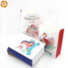 6 шт. Единорог/бумага с Фламинго подарочные сумки мультфильм конфеты мешок для единорога вечерние детские Душ коробка для поздравительных открыток день рождения товары для вечеринок