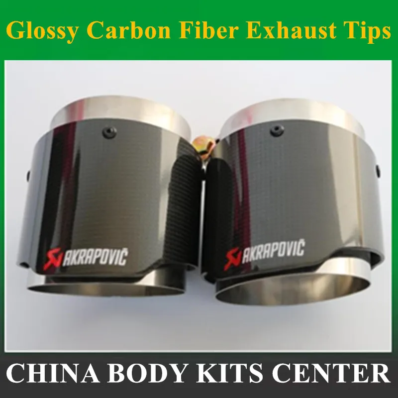 Glossy Universal Akrapovic Carbon Fiber Exhaust End Tip Exhaust pipe For BMW Toyota Honda Mercedes Lexus