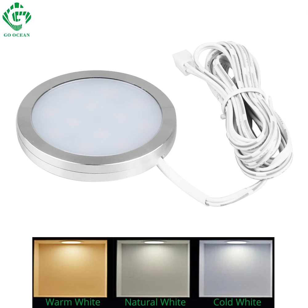 Koop LED Onder Kast Verlichting 12 v Ronde Teller Puck Kast Kledingkast Keuken Keuken Lade Lamp Plank Showcase Kast Verlichting
