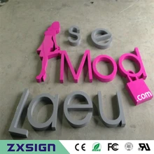 Lettres en feuille galvanisée pour l'extérieur, panneaux de magasin en métal avec revêtement en poudre, sortie d'usine