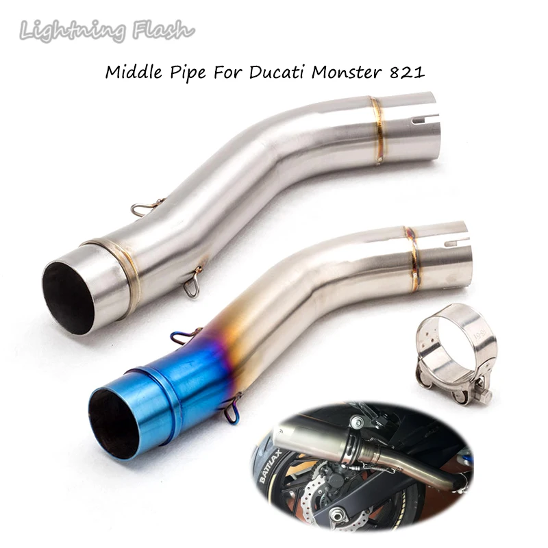 

For Ducati Monster 821 All Years Motorcycle Exhaust Middle Link Pipe Motorbike Escape Modified 51MM Connecting Tail Pipe