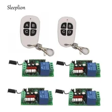 Sleeplion AC 110V 10A 1CH Relay 2 4-key 315MHz 433MHz Wireless RF Remote Switch Transmitter+4 Receiver Teleswitch Module