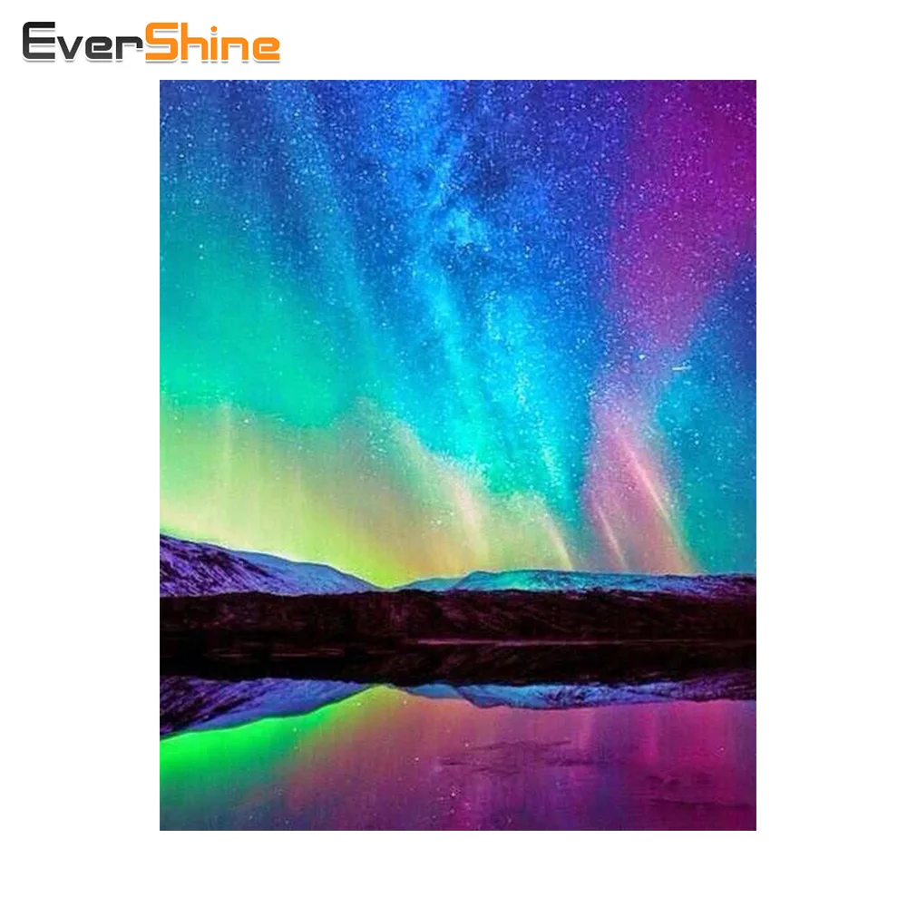 

EverShine Diamond Painting Landscape Diamond Embroidery Polar Lights Diy Rhinestones for Needlework Home Decor